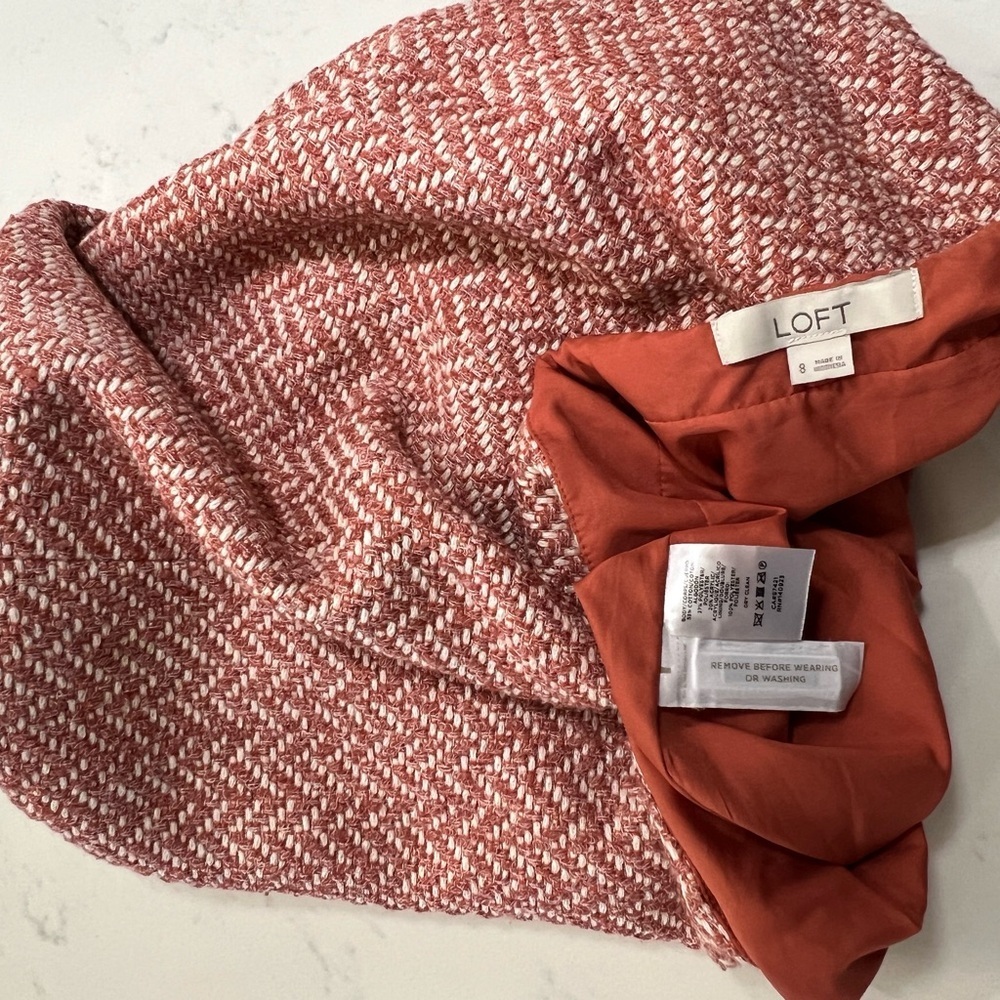 LOFT Coral Chevron Pencil Skirt - Picture 6 of 12